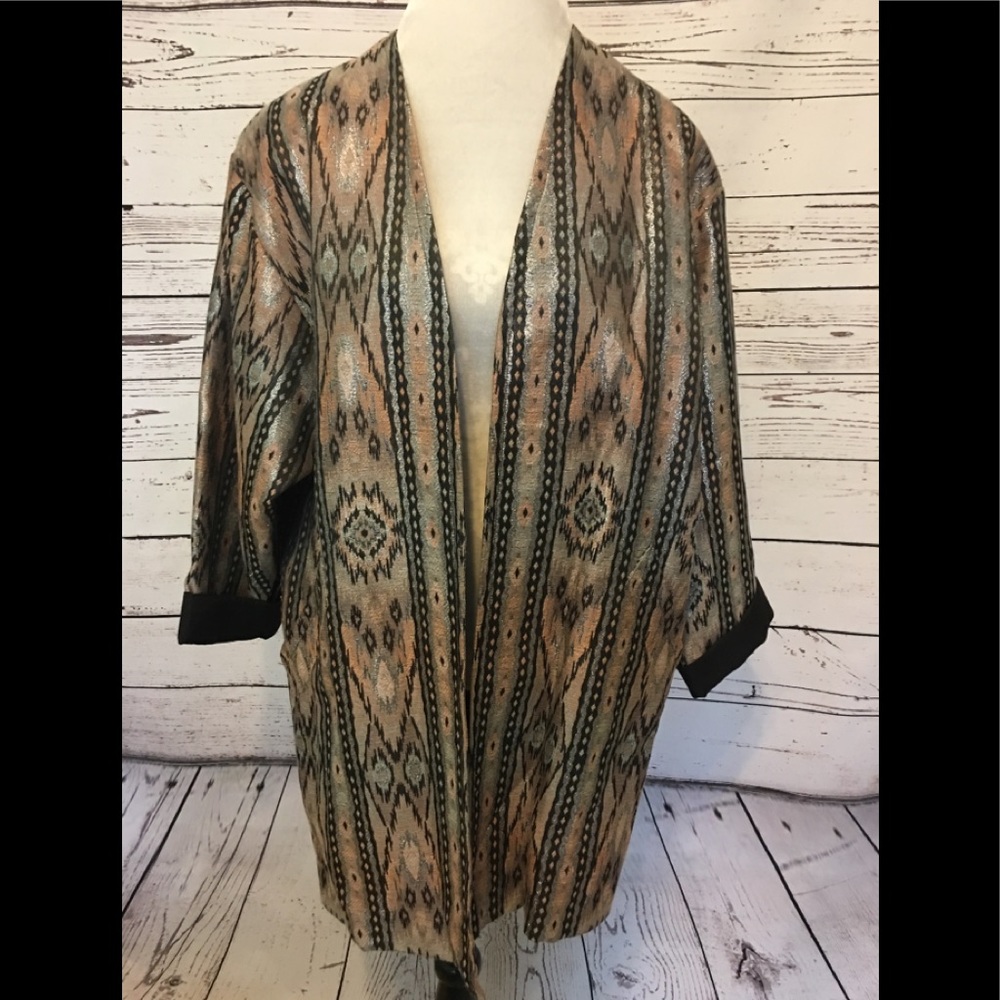 Metallic silver & blush Tribal Print Jacket
